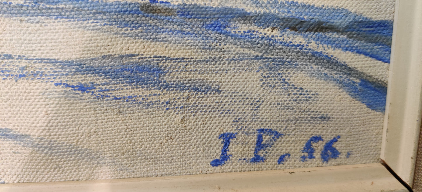 J.P tai I.P - Signeerattu Öljyvärimaalaus Vuodelta 1956