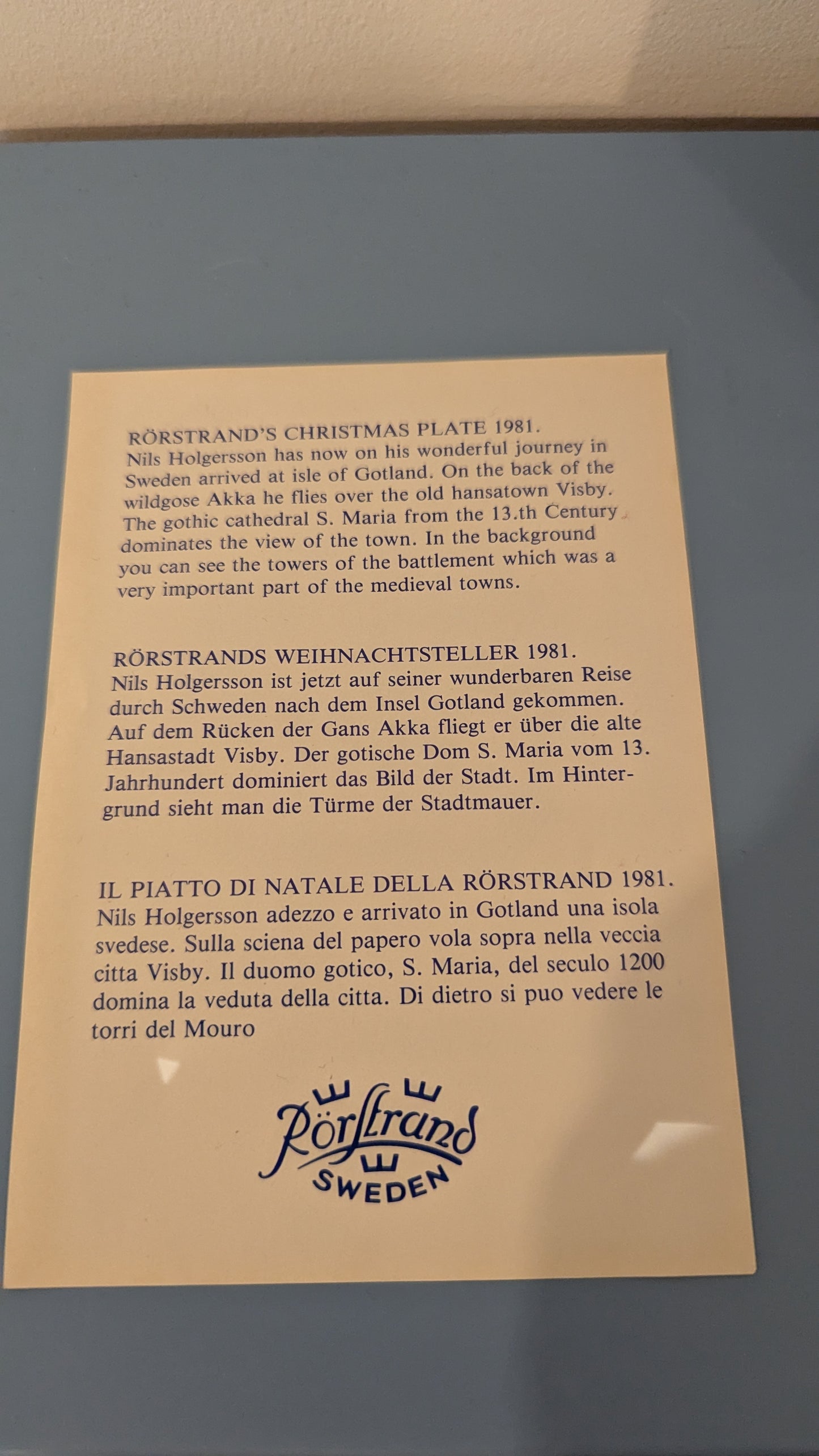 Rörstrand Joululautanen 1981 (Alkuperäisessä Pakkauksessa, Gunnar Nylund)