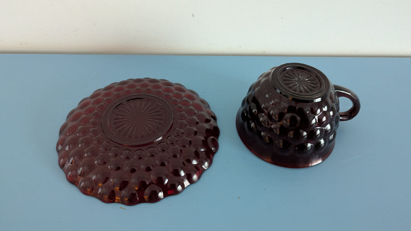 Anchor Hocking - Bubble Ruby Kahvikuppi ja Tassi (1934-1965)