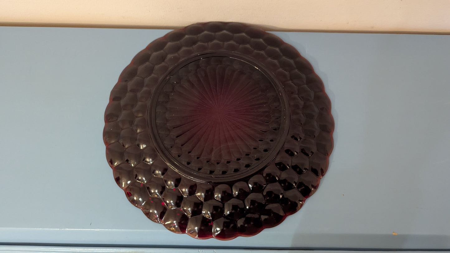 Anchor Hocking - Bubble Ruby Ruokalautanen (1934-1965)