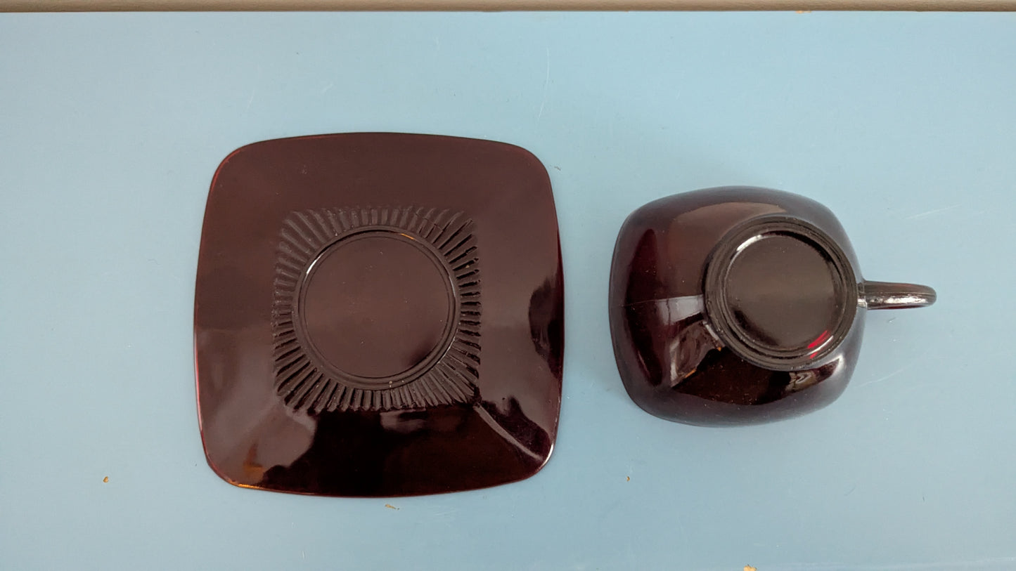 Anchor Hocking - Charm Ruby Kahvikuppi ja Tassi (1950-1956)