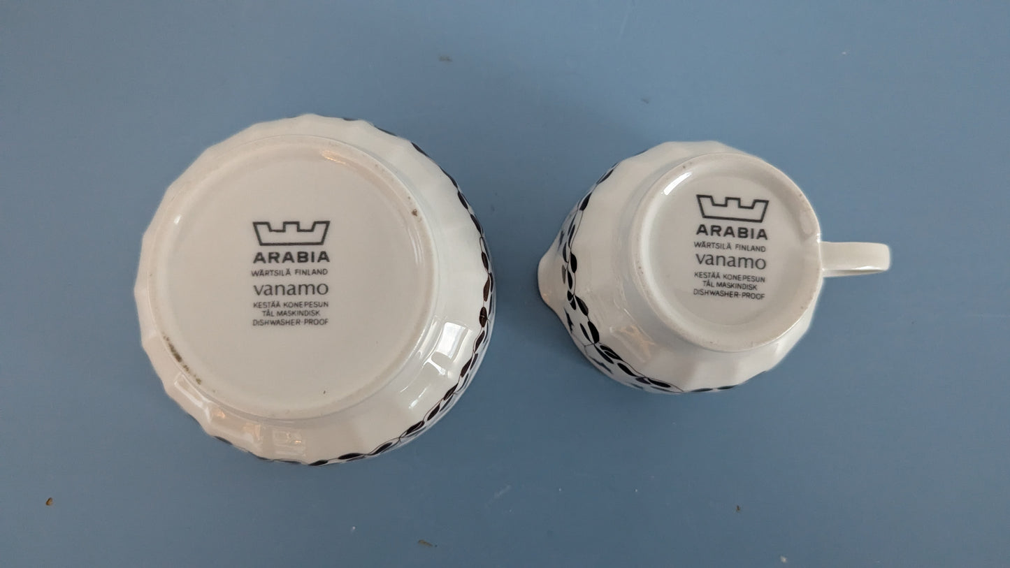 Arabia Vanamo Sokerikko ja Kermakko (1973-1974, Esteri Tomula)