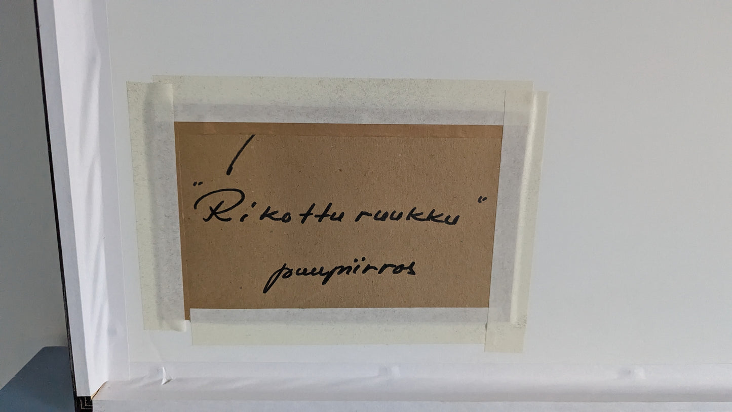 Veikko Arosara - Rikottu Ruukku (Signeerattu Puupiirros 1967)