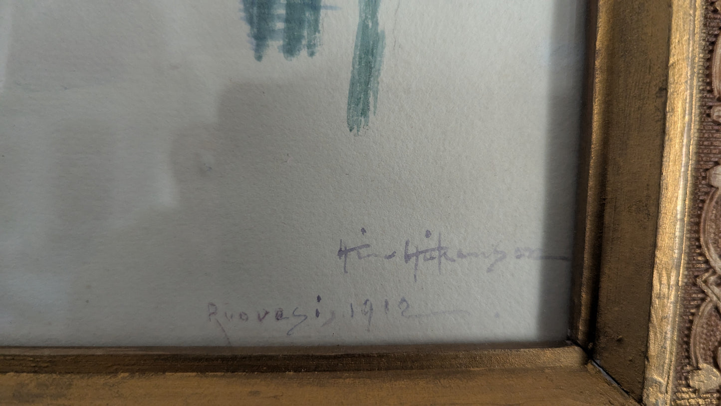 Aina Håkansson - Ruovesi 1912 (Signeerattu Akvarellimaalaus)