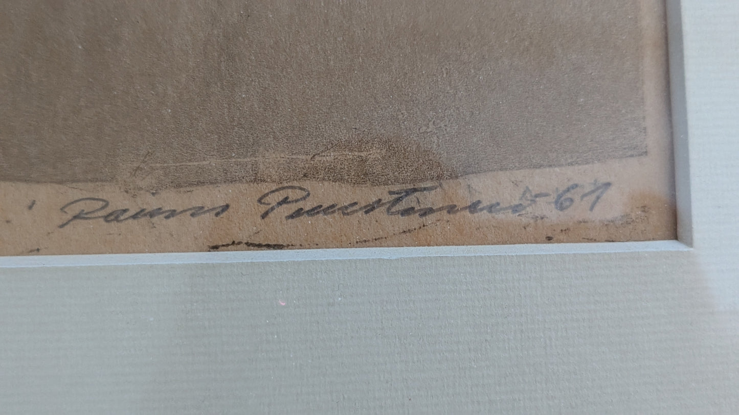 Raimo Puustinen - Signeerattu Puupiirros (1961)