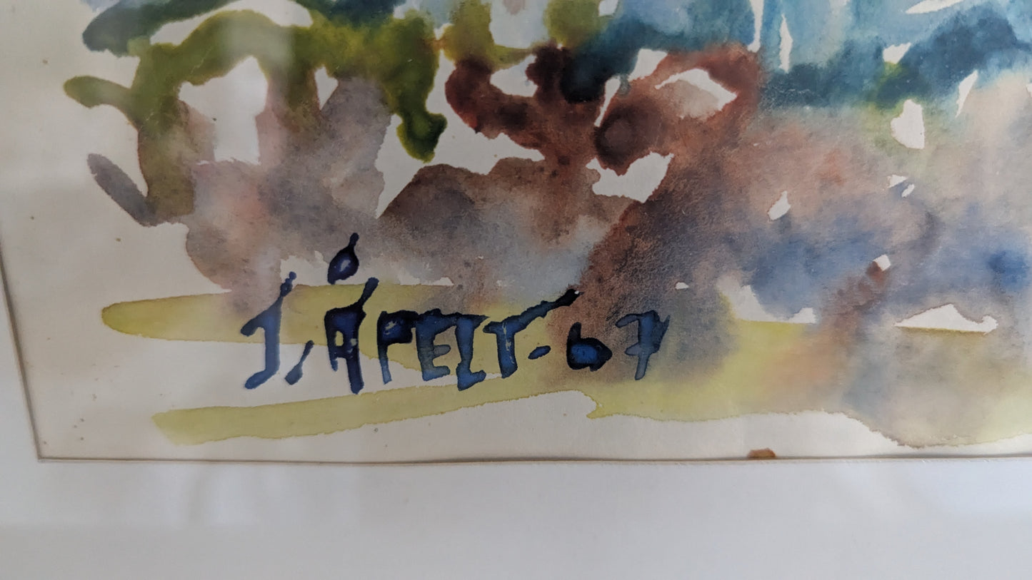Joel Åfelt - Signeerattu Akvarellimaalaus (1967)