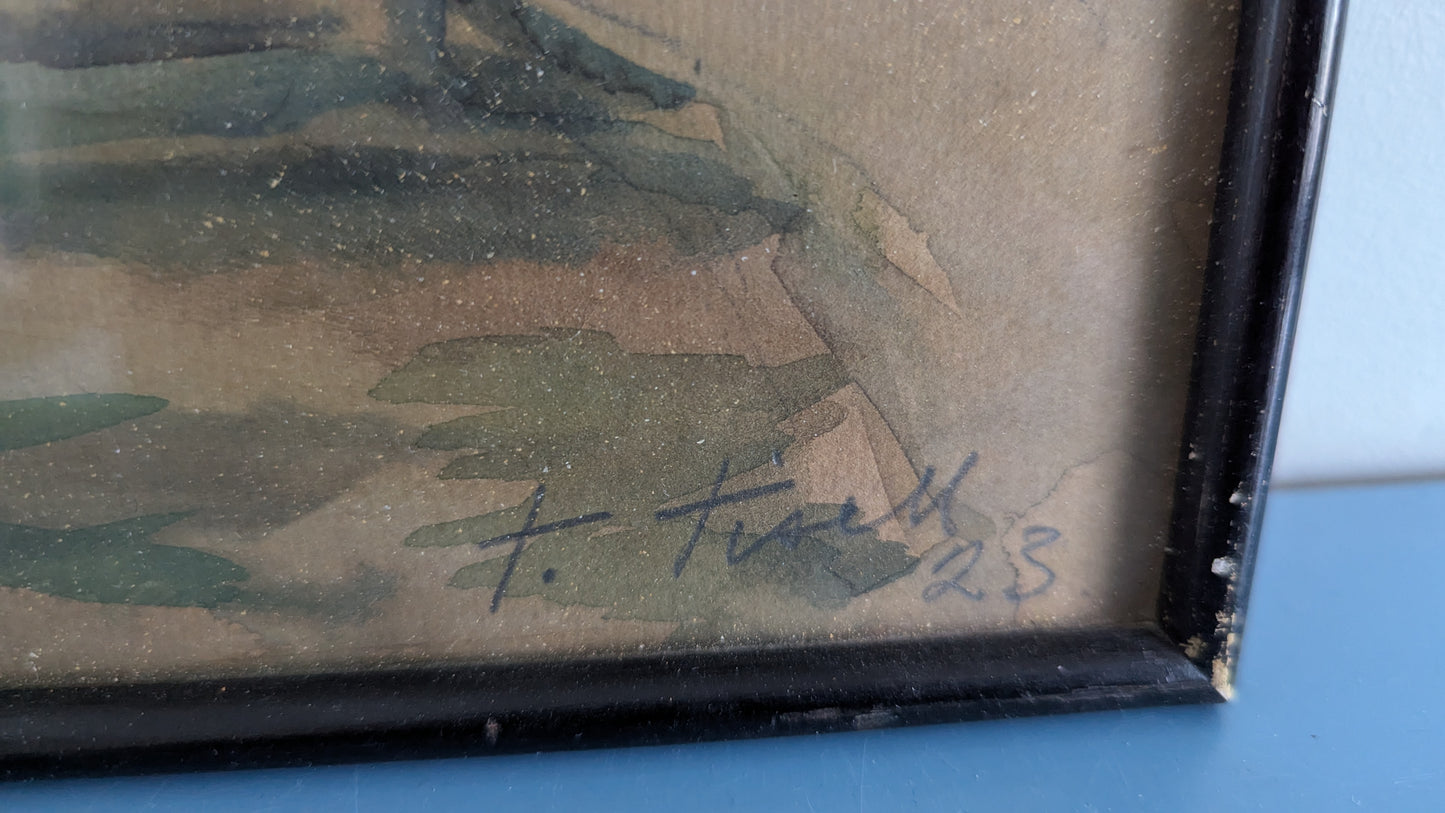 Torsten Tisell - Signeerattu Akvarellimaalaus (1923)