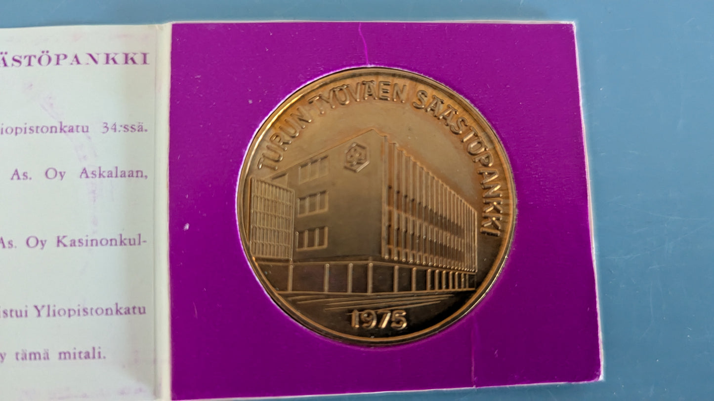 Turun Työväen Säästöpankki - Pääkonttori Kivikukkaron Vihkiäiset Mitali (1975)