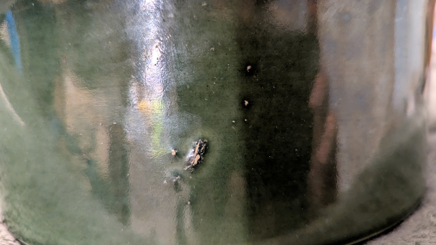 Vanha Tummanvihreä Keraaminen Pata (3 Litraa)