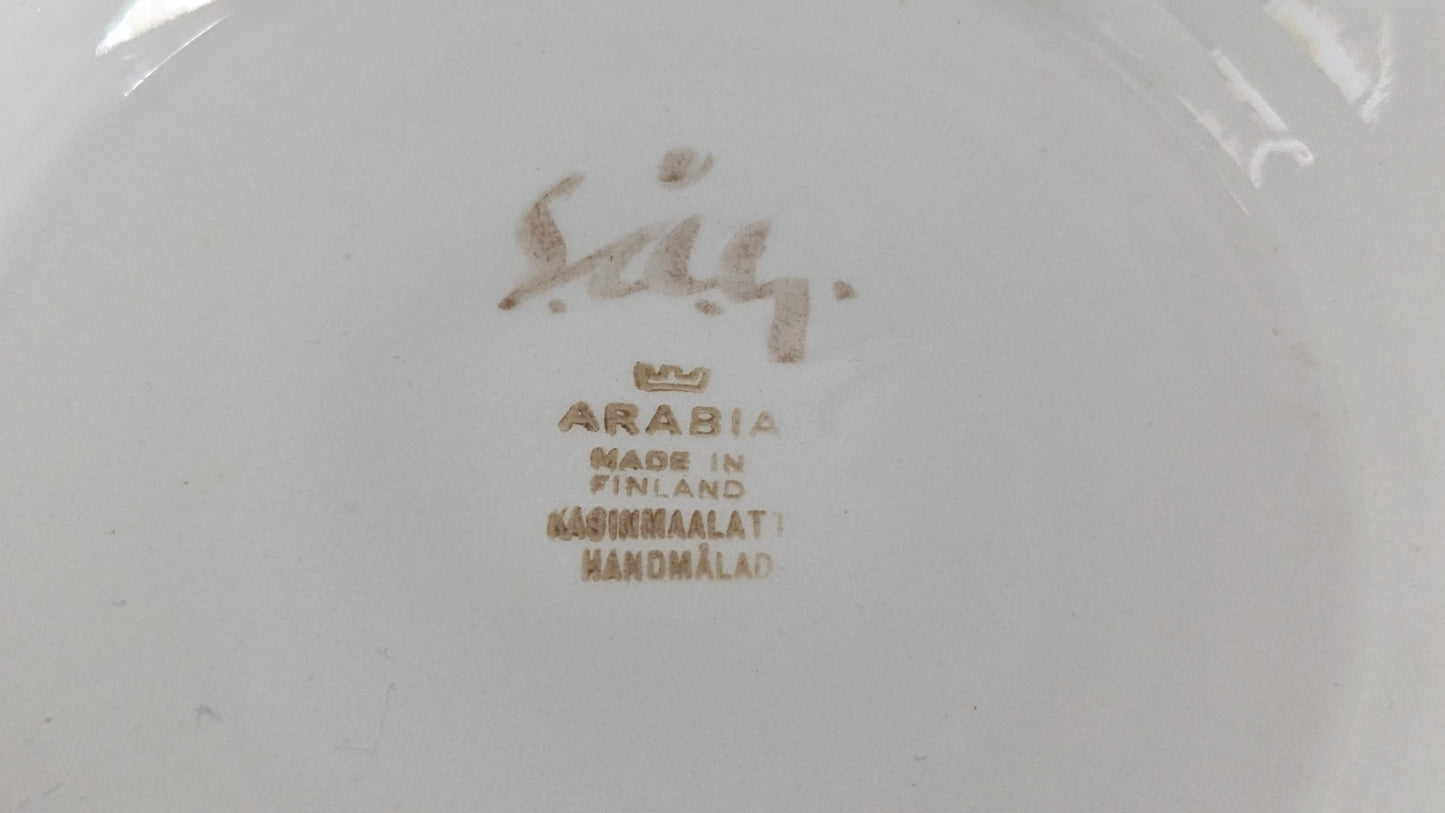 Arabia Käsinmaalattu Jalallinen Tarjoilukulho (1964-1971, Signeerattu)