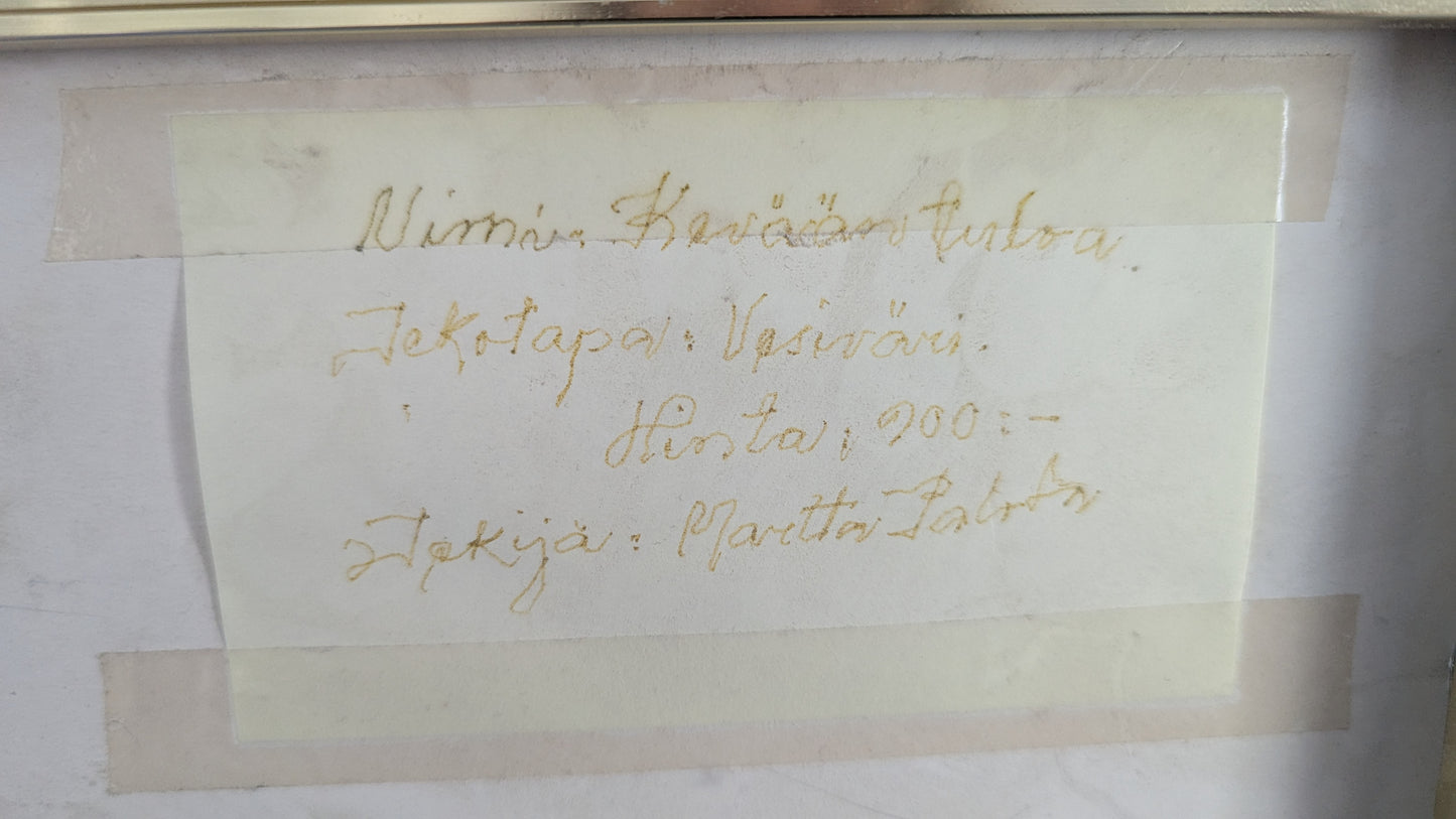 Martta Palola - Kevään Tulva (Sign. Akvarellimaalaus 1999)