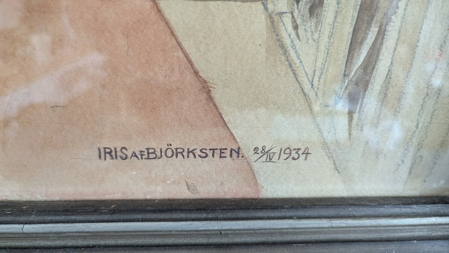 Iris af Björksten - Signeerattu Akvarellimaalaus (1934)