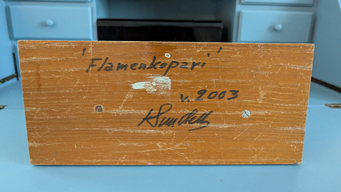 Kalevi Sundell - Flamenkopari (Signeerattu Puuveistos, 2003)
