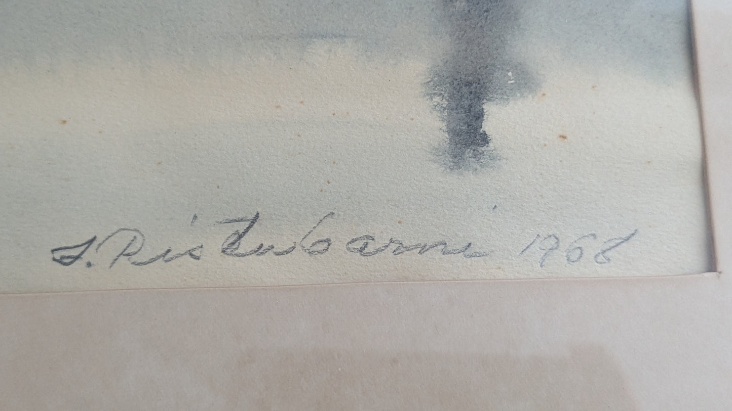 Irian Ristubarni / Yrjö Ahola - Signeerattu Akvarellimaalaus (1968)