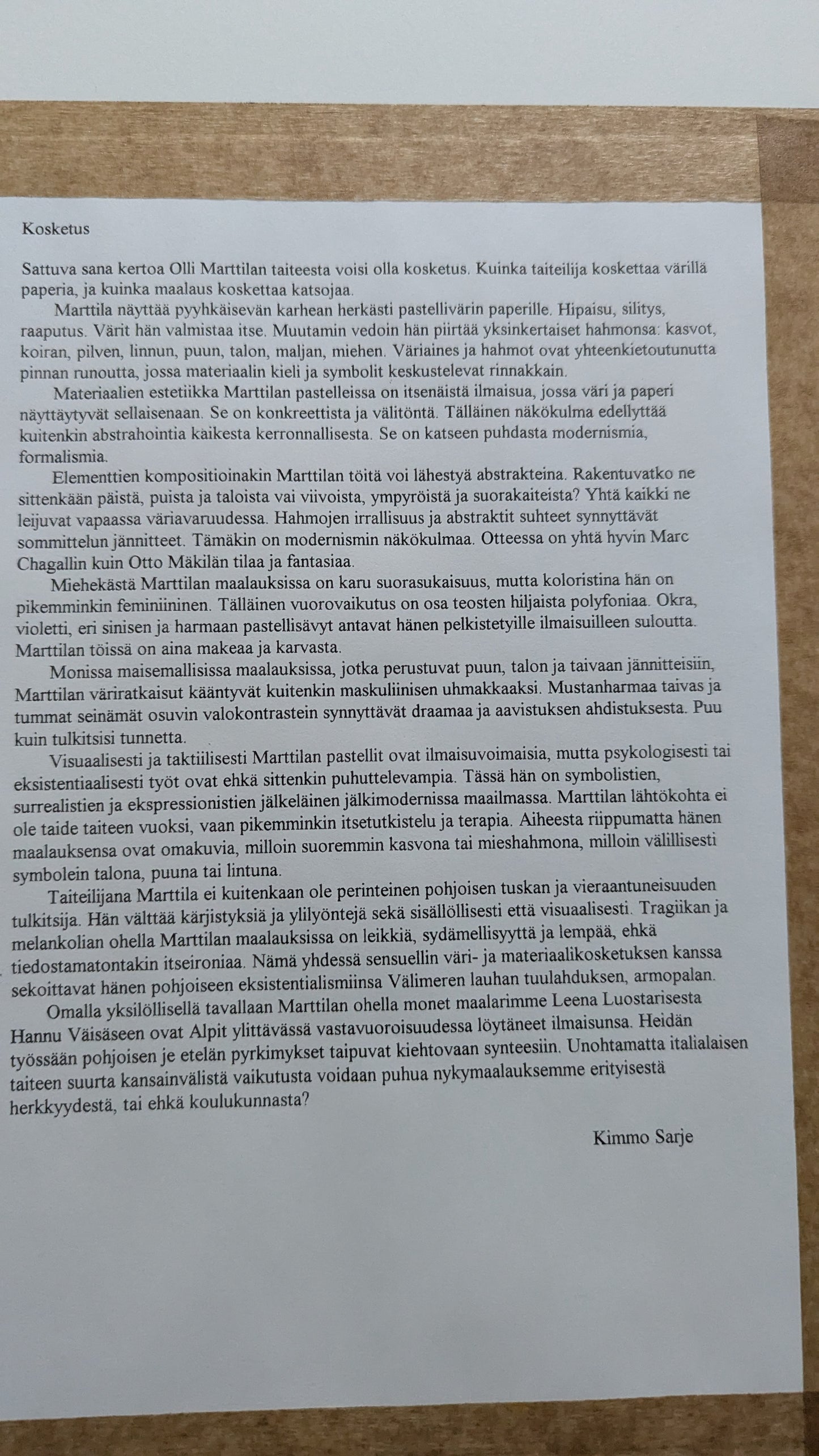 Olli Marttila - Kosketus (Signeerattu Monotypia, 1986)