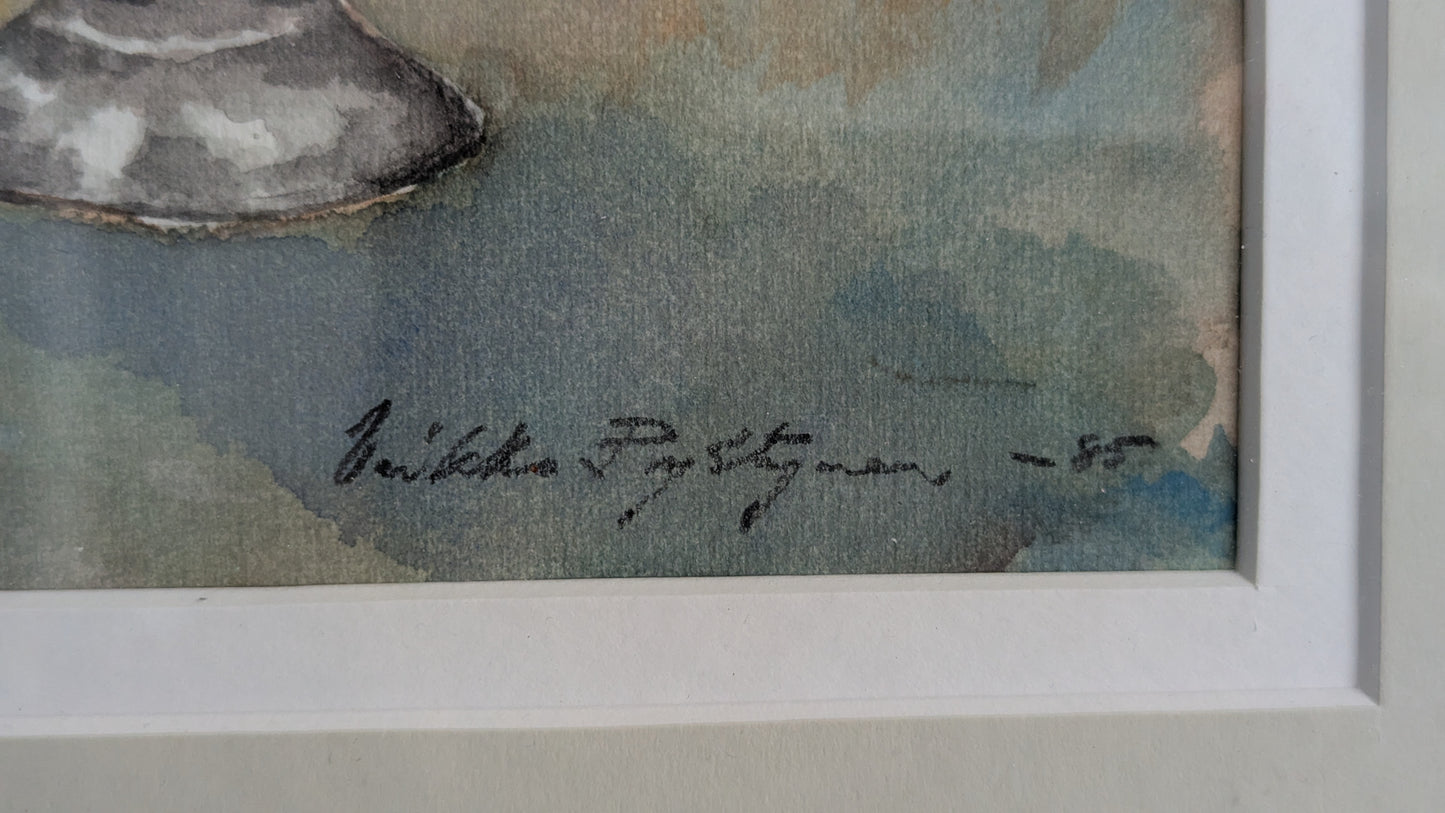Pystynen - Signeerattu Akvarellimaalaus (1985)