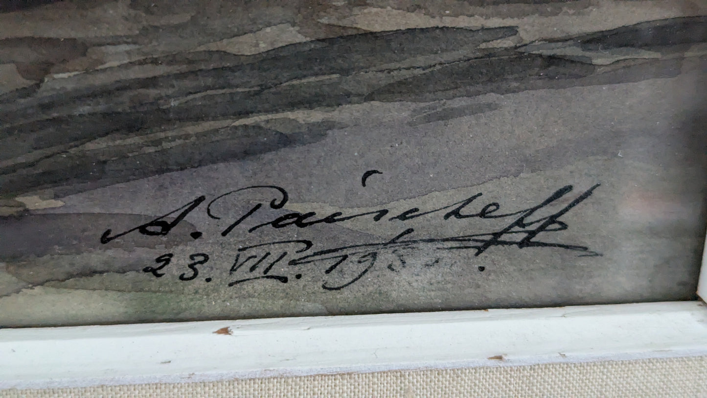 Alexander Paischeff - Signeerattu Akvarellimaalaus (1935)