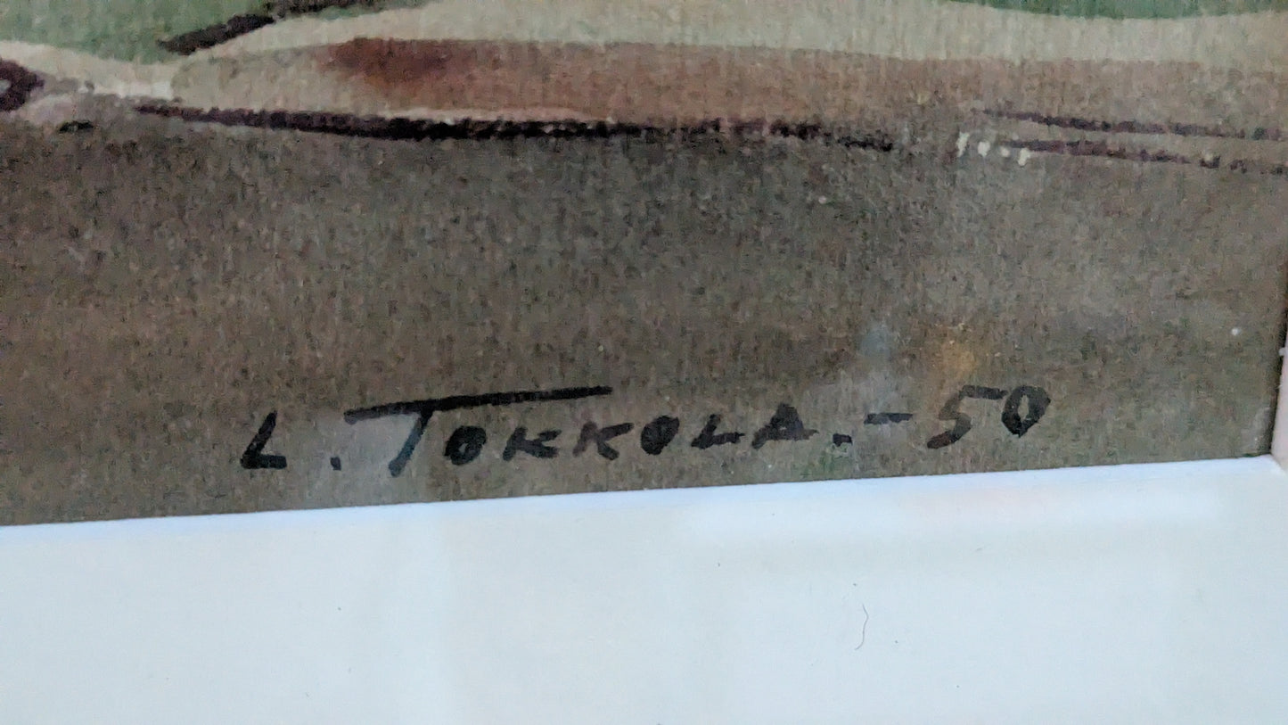 Lauri Tokkola - Signeerattu Akvarellimaalaus (1950)