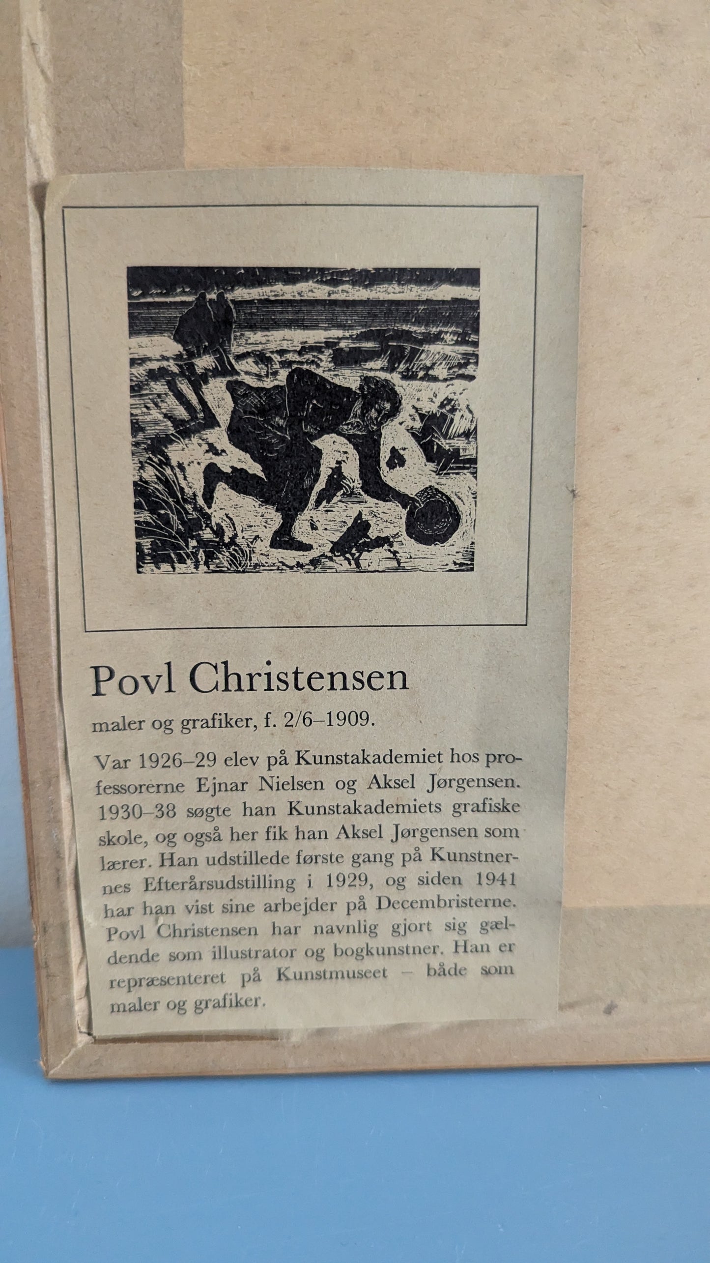 Povl Christensen - Laattasigneerattu Puupiirros