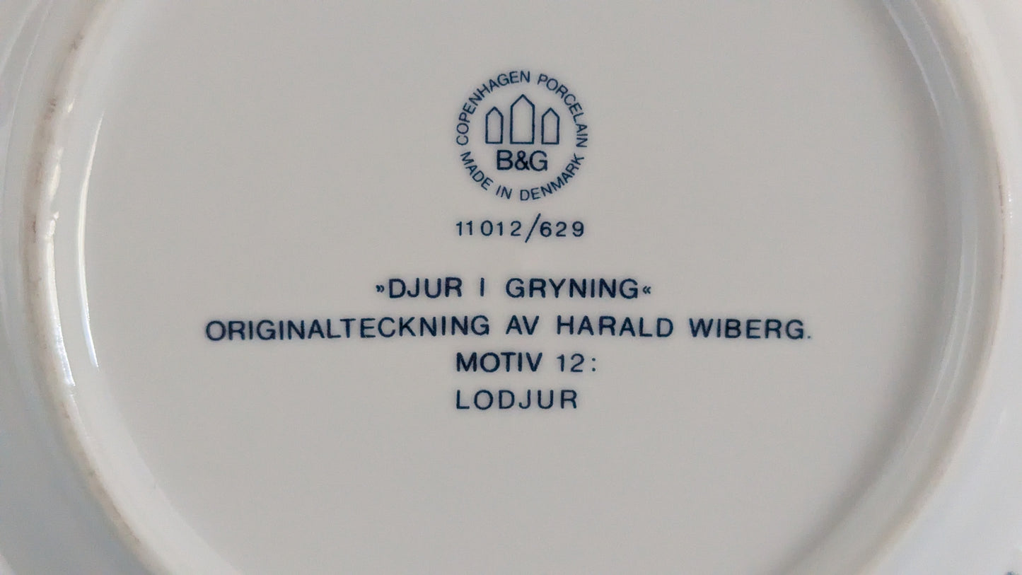 Bing & Grondahl Eläimiä Aamunkoitteessa - Ilves Seinälautanen (Harald Wiberg)