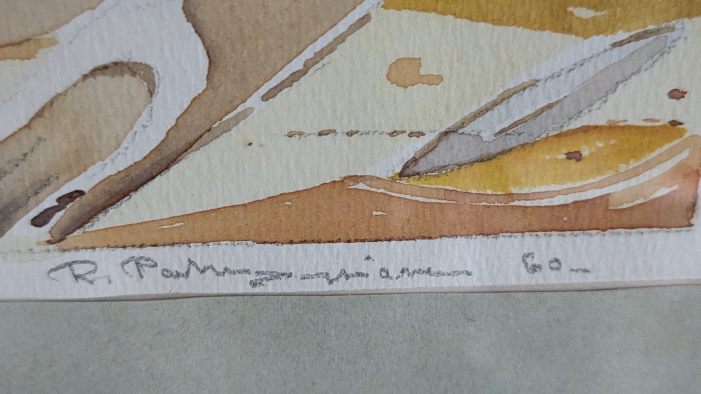 Signeerattu Akvarellimaalaus Vuodelta 1960