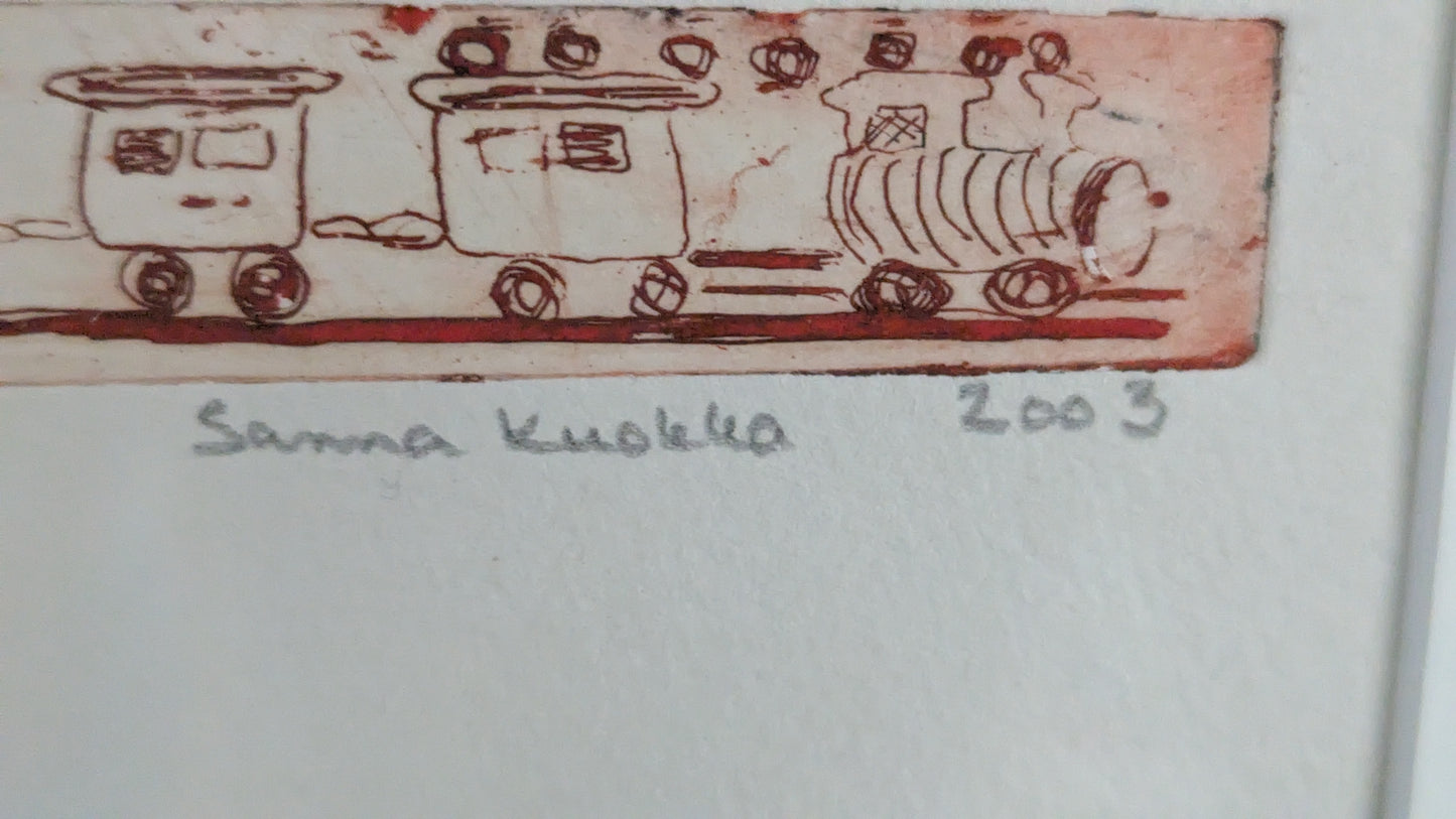 Sanna Kuokka - Idänpikajuna (Signeerattu Monotypia 2003)