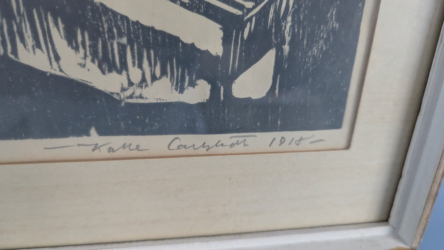 Kalle Carlstedt - Asetelma (Signeerattu Puupiirros 1918)