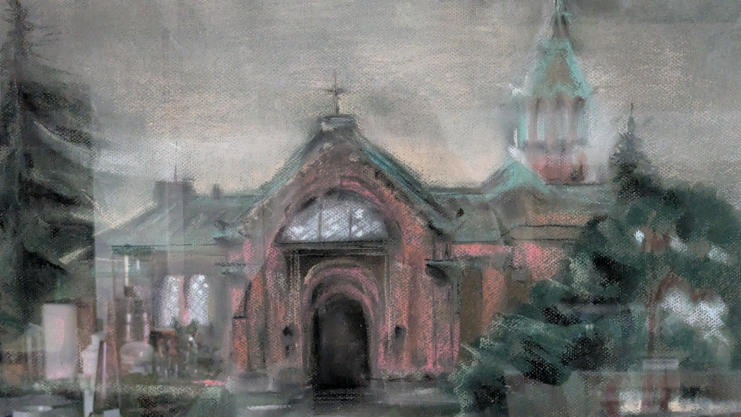 Marja-Leena Holopainen - Tampere Aleksanterin Kirkko (Signeerattu Pastellityö)