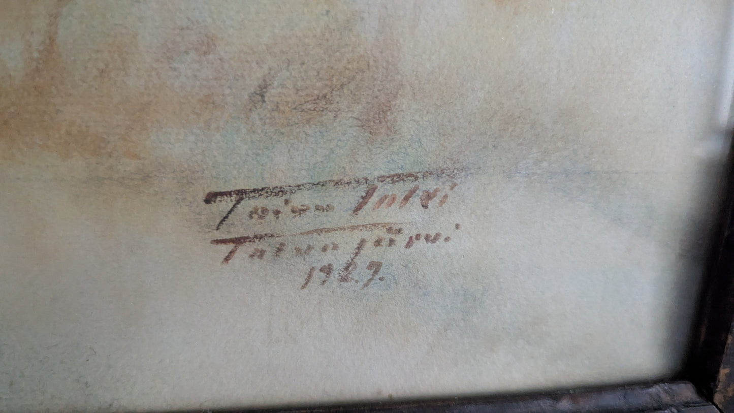 Toivo Talvi - Signeerattu Akvarellimaalaus (Tolvajärvi 1929)