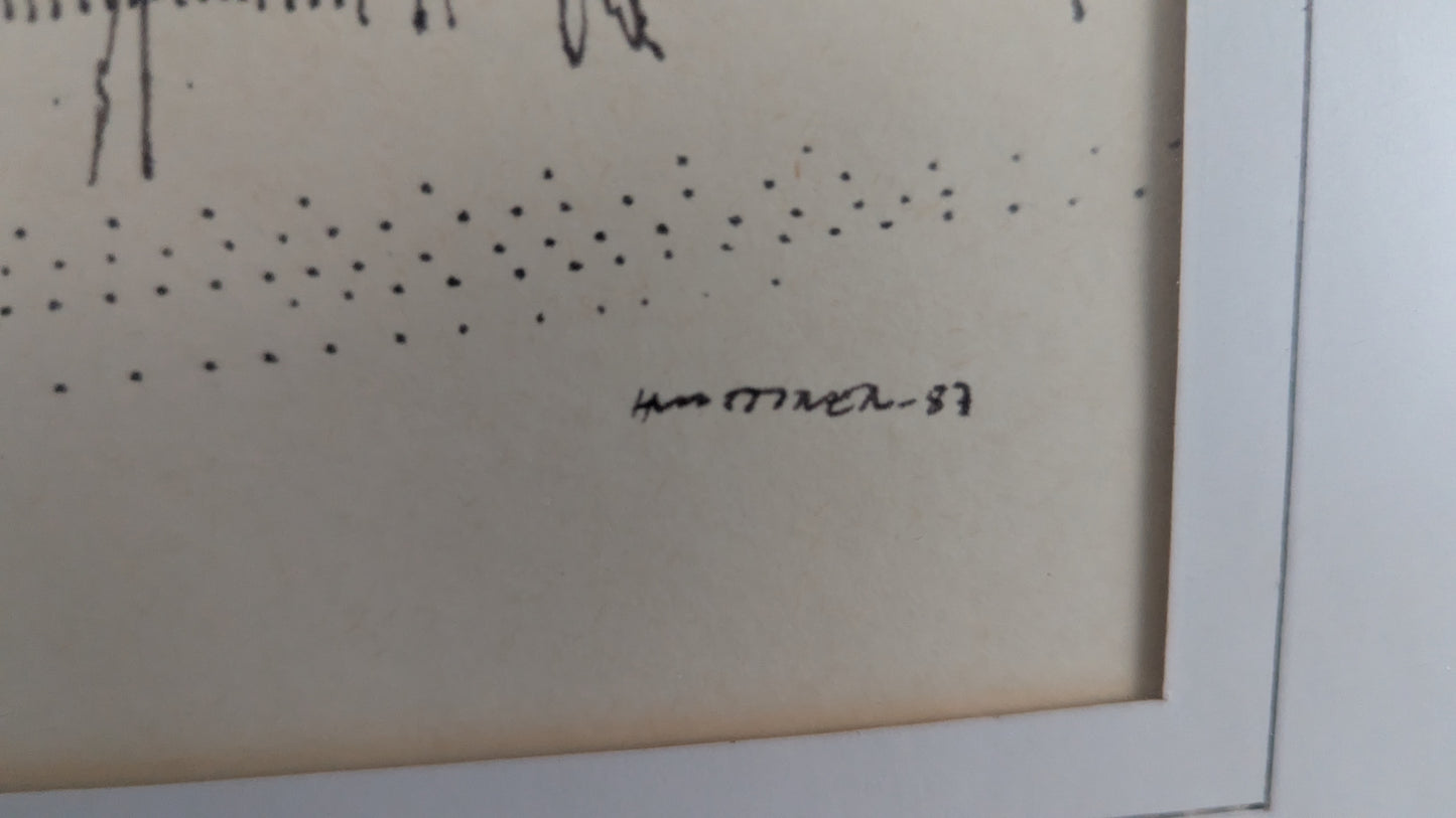 Raimo Huittinen - Porin Kauppatorin Pankkitalo (Signeerattu Tussityö 1987)