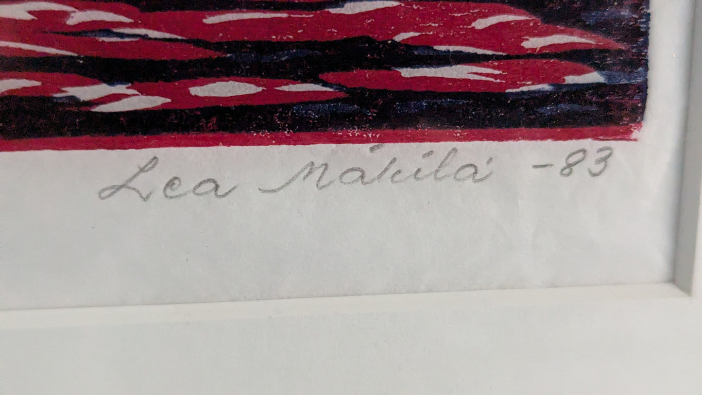 Lea Mäkilä - Tummeneva Ilta (Signeerattu Väripuupiirros 1983)