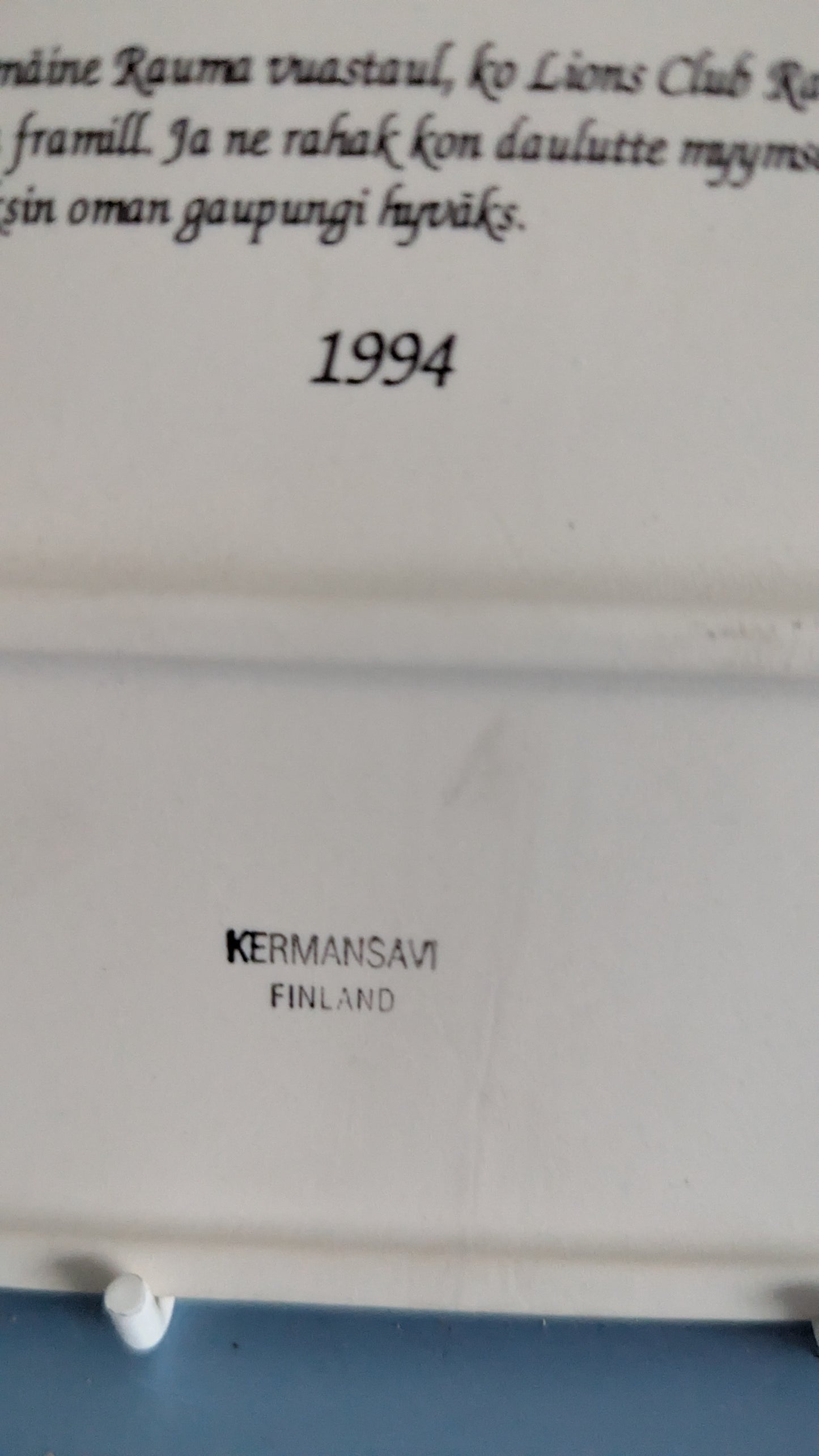 Kermansavi Rauma Kiikartorn / Kiikartorni Seinälaatta (1994, Lions Club Rauma)