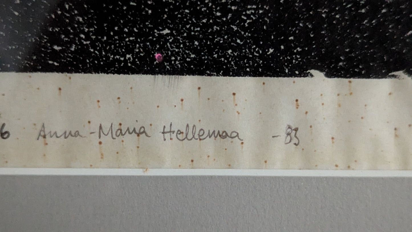 Anna-Maria Hellemaa - Signeerattu Puupiirros (1983)