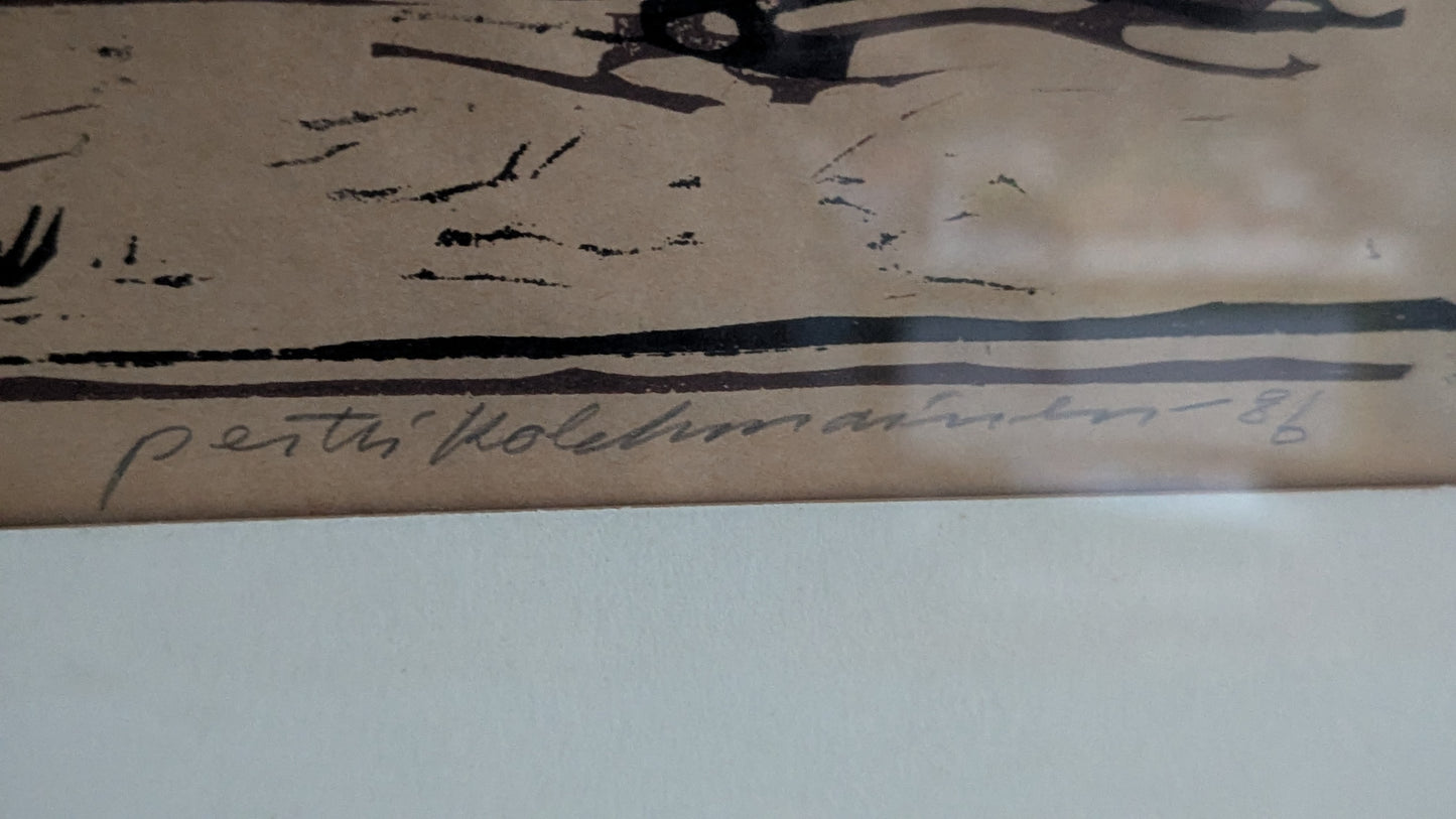 Pertti Kolehmainen - Signeerattu Puupiirros (1986)