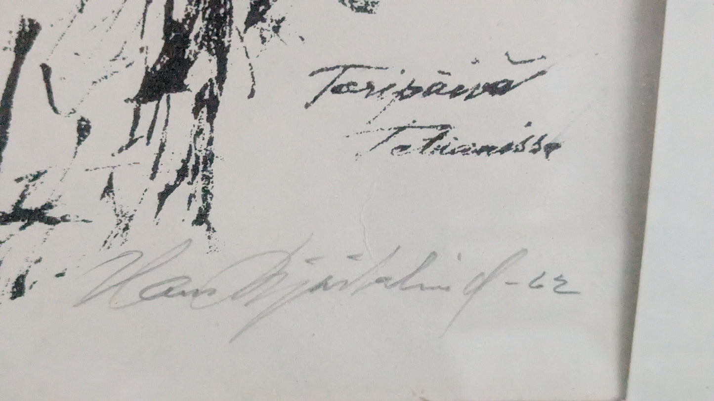 Hans Björklind - Toripäivä (Signeerattu Grafiikka 1962)