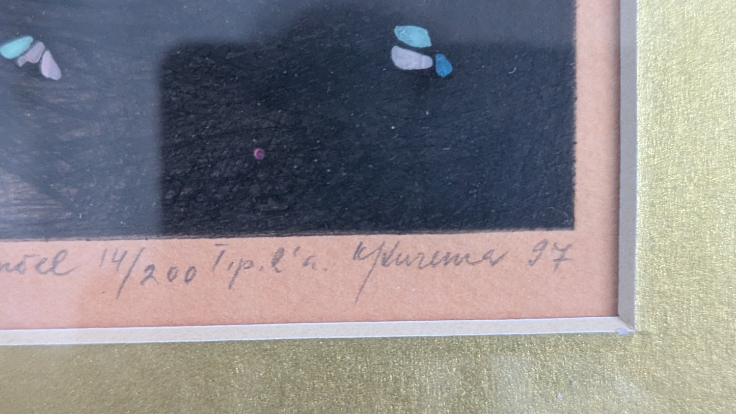 Kadi Kurema - Magamistuba / Makuuhuone (Signeerattu Kuivaneulatyö 1997)