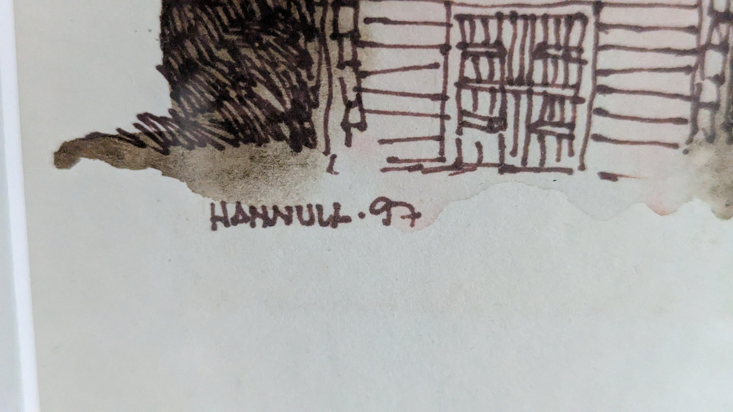 Hannula - Tammelan Vaivaisten Makasiini ja Kirkkotalli (Signeerattu Tussityö 1997)