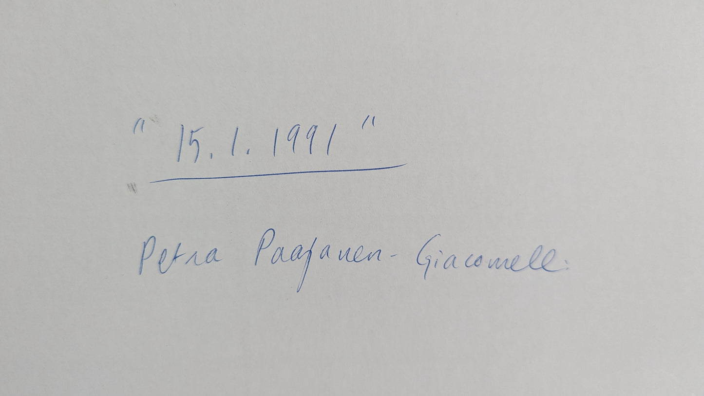 Petra Paajanen-Giacomelli - 15.1.1991 (Signeerattu Sekatekniikka 1991)