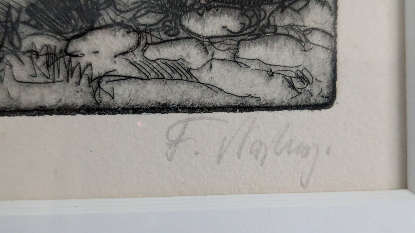 Frans Nyberg - Turun Luostarinmäki (Signeerattu Puupiirros 1929)