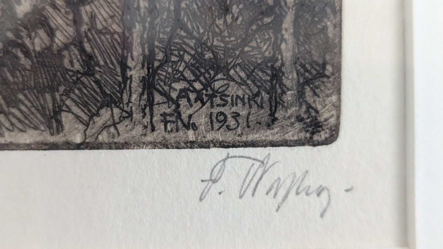 Frans Nyberg - Aatsinki (Signeerattu Puupiirros 1931)