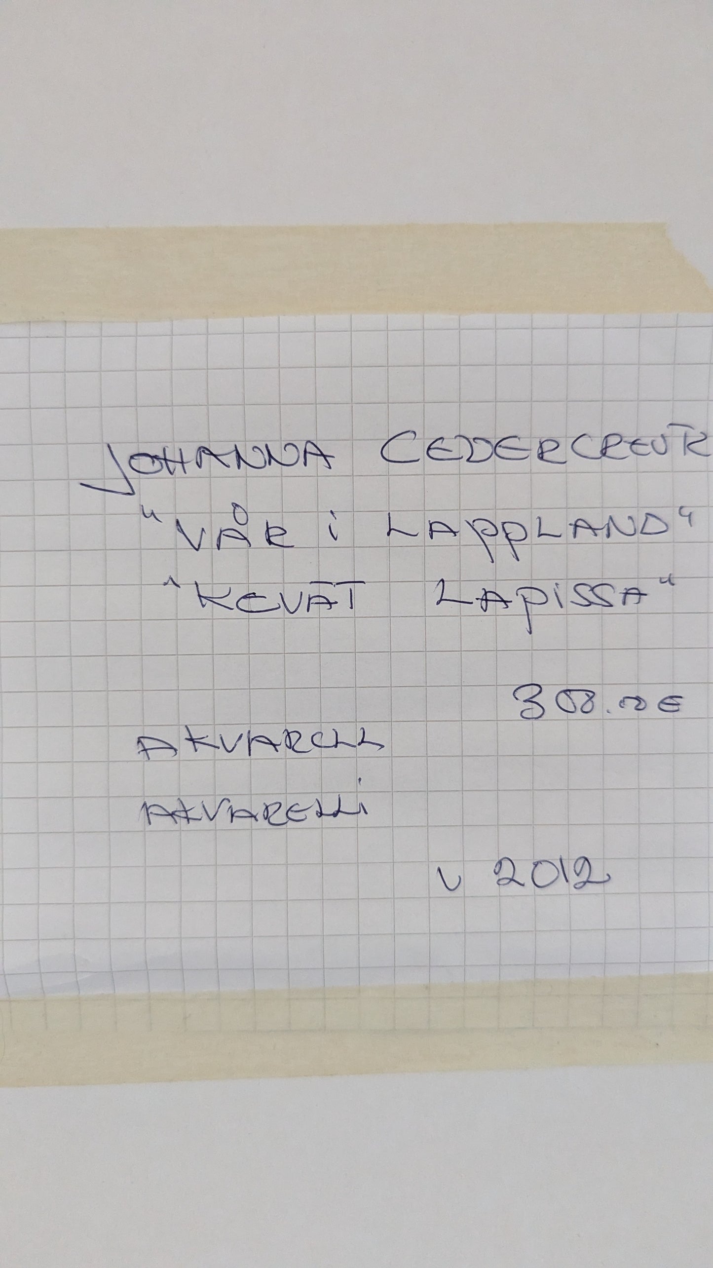 Johanna Cedercreutz - Kevät Lapissa (Signeerattu Akvarellimaalaus 2012)