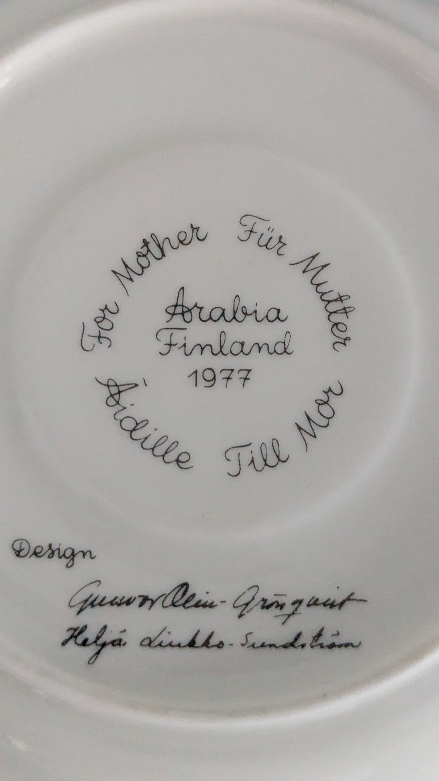 Arabia Äidille 1977 Kahvikuppi ja Tassi (Heljä Liukko-Sundström)