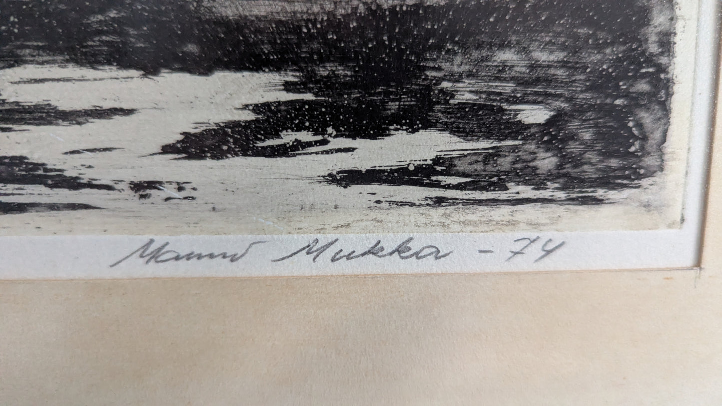 Mauri Mukka - Kevät (Signeerattu Puupiirros 1974)