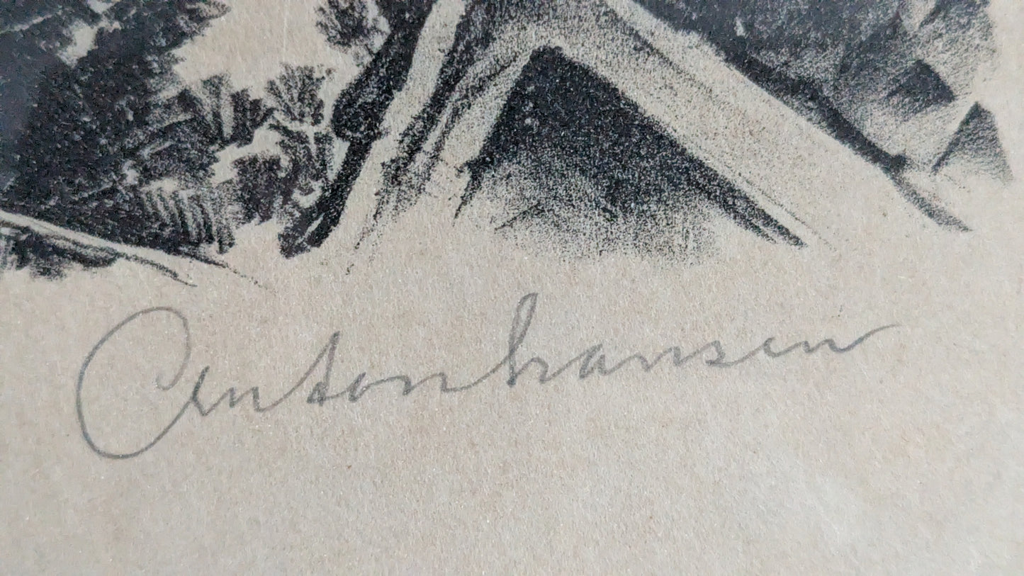 Anton Hansen - Näkymä Hovedøyan Saarelta (Signeerattu Litografia)