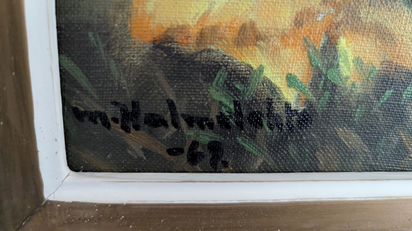 M.Halmelehto - Kanttarellit (Signeerattu Öljyvärimaalaus 1969)