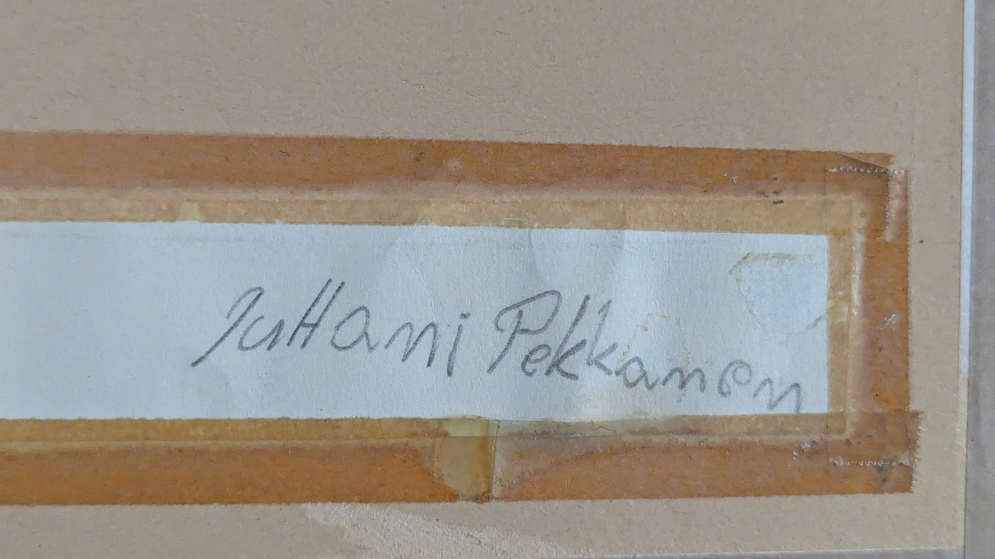 Juhani Pekkanen - Viulunsoittaja (Signeerattu Puupiirros 1955)