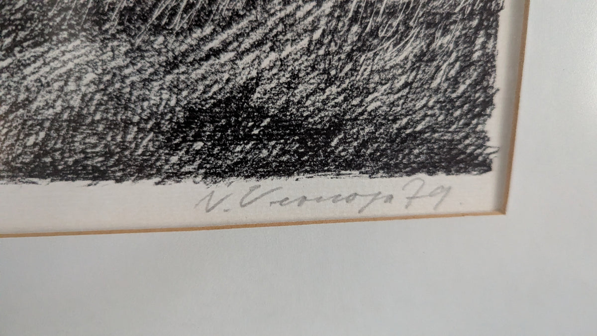 Veikko Vionoja - Piha Lapualta (Signeerattu Litografia 1979)