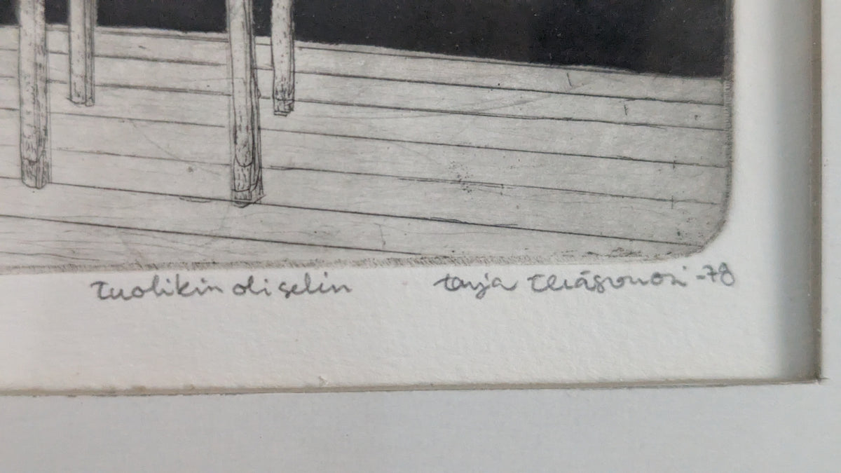 Tarja Teräsvuori - Tuolikin Oli Selin (Signeerattu Puupiirros 1978)