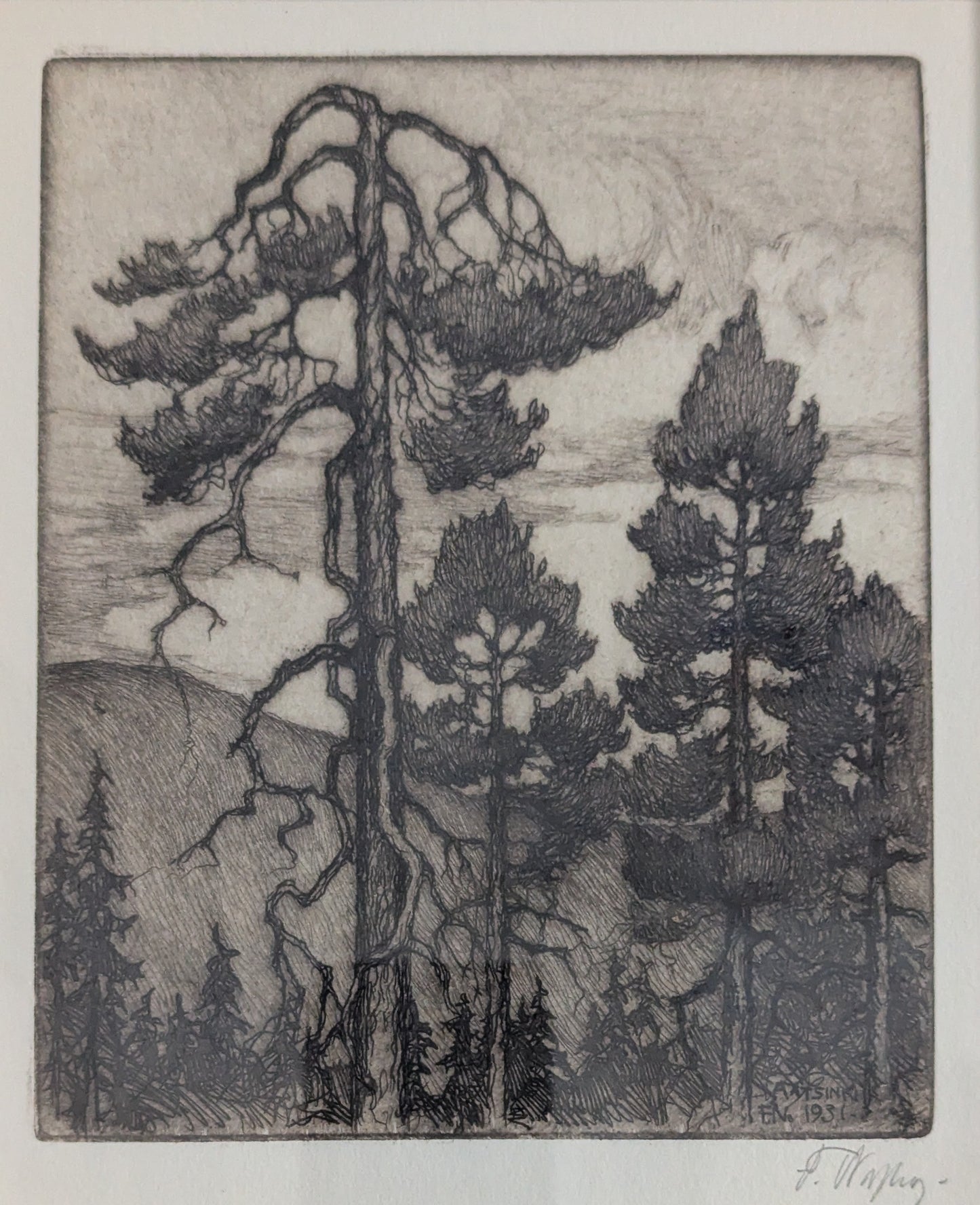 Frans Nyberg - Aatsinki (Signeerattu Puupiirros 1931)