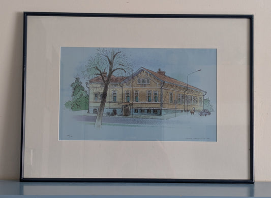 Raimo Huittinen - Porin Mieslaulun Talo (Signeerattu Grafiikka 1990)
